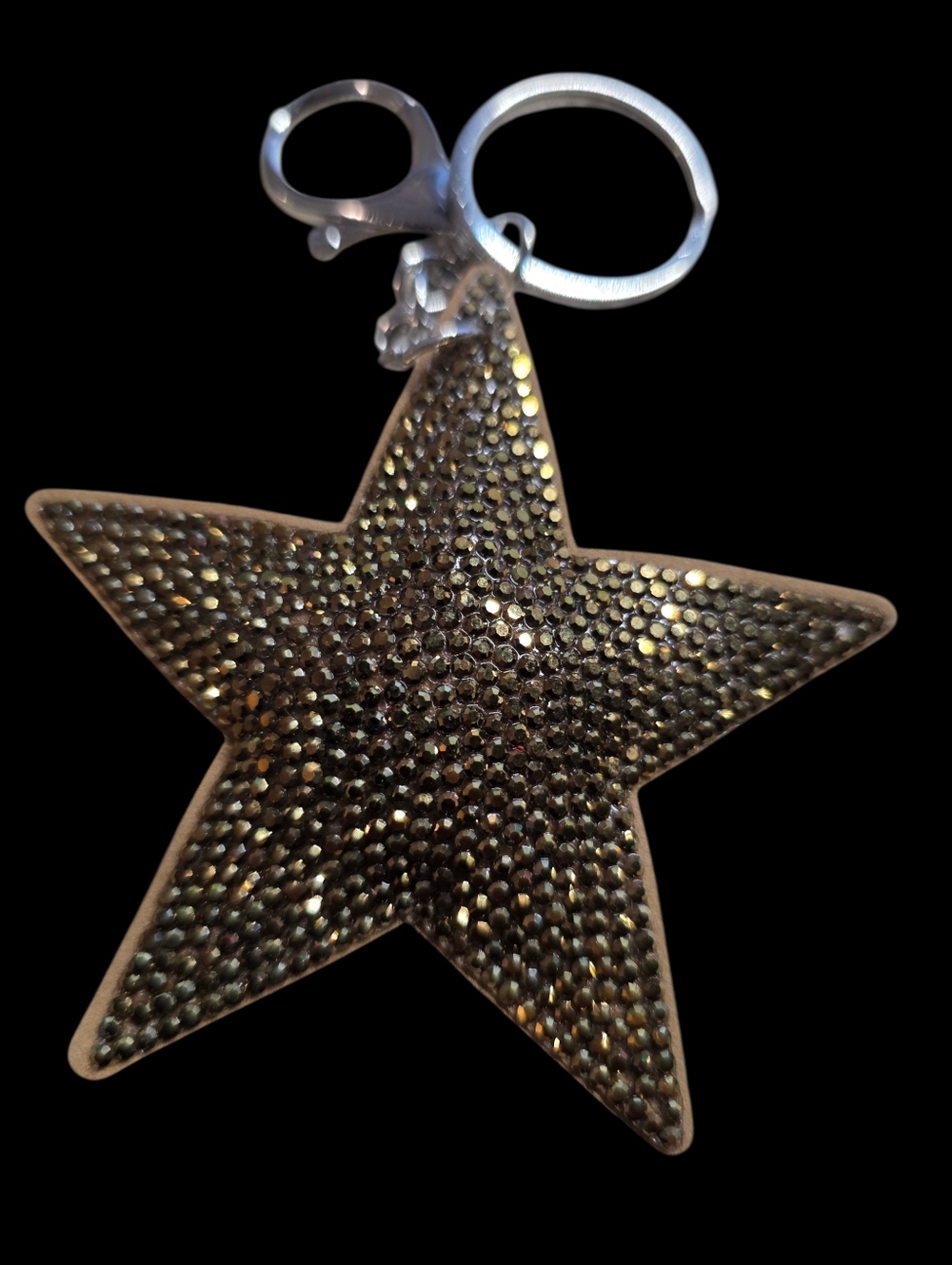 Sparkling Star Bag Charm Keychain - Gold Crystal Accent